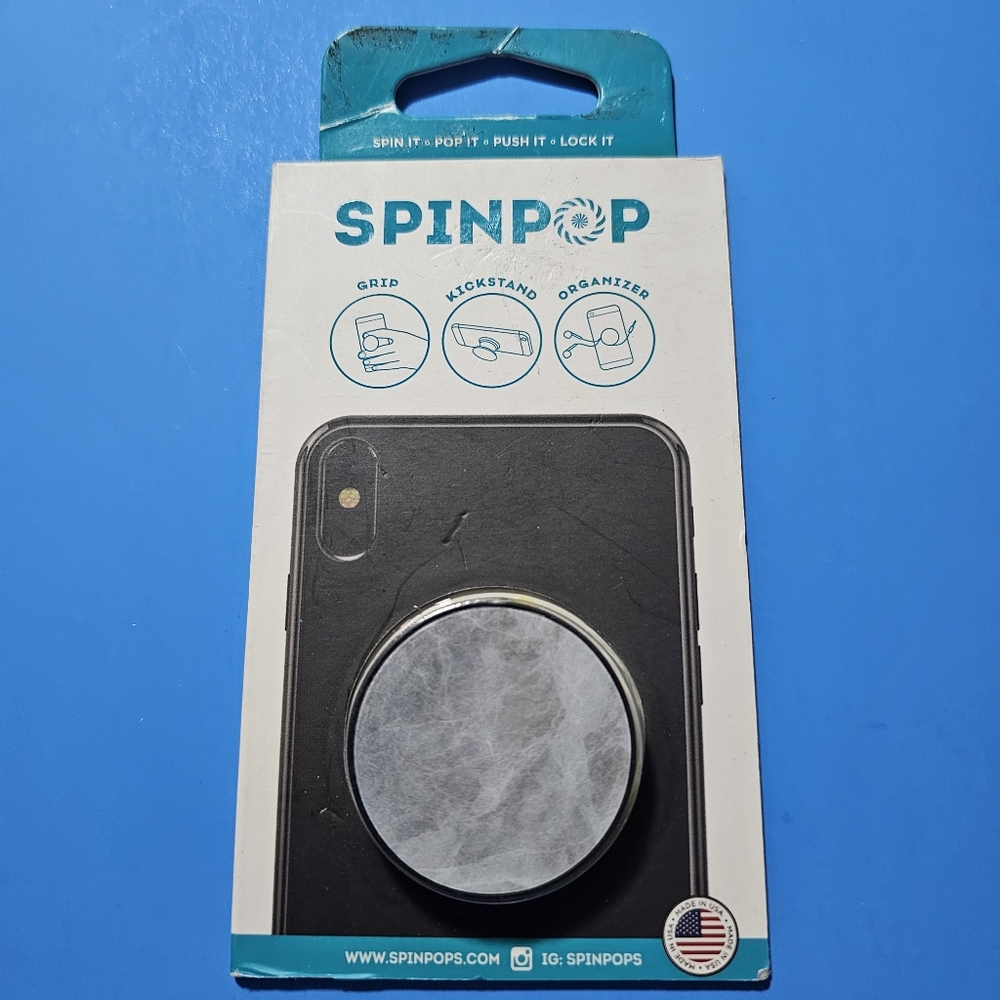 SpinPop: Pop-Up Phone Holder & Stand - GRAY MARBLE